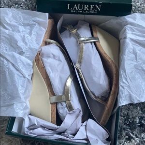 Ralph Lauren Reeta Wedge Gold Sandals